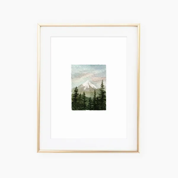 Watercolor Mountain Peak Landscape Art Print