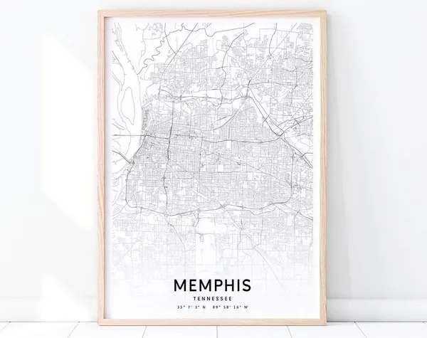 Memphis Map Print, Tennessee Modern Travel Poster