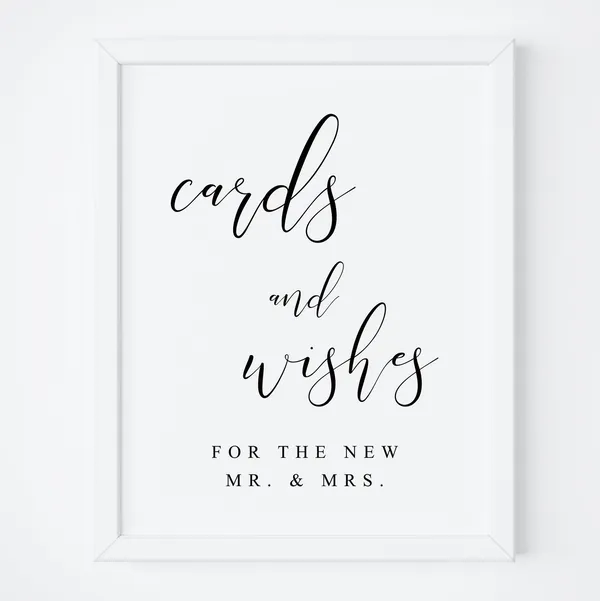 Cards and Wishes Wedding Reception Sign, Art Print