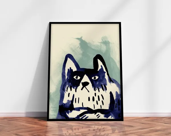 Cat Art Print, Living Room Office Decor