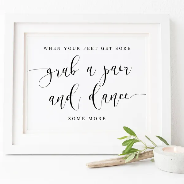 Dancing Shoes Wedding Sign, Flip Flop Dance