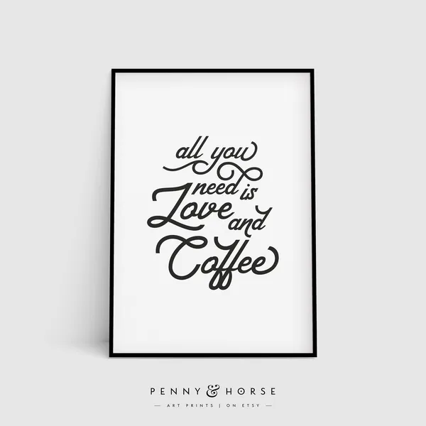 Love Coffee Art Print, Coffee Kitchen Wall Decor