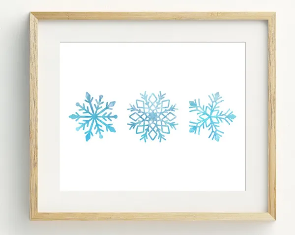 Snowflakes Christmas Wall Art Print, Holiday Decor