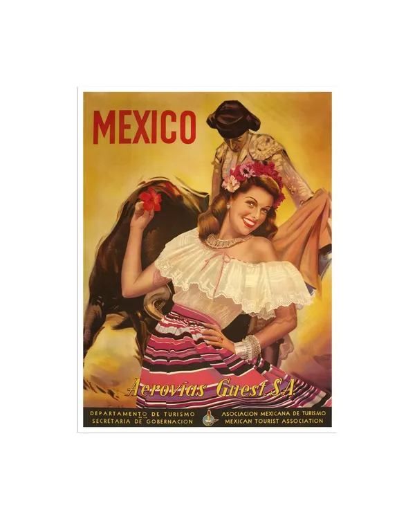 Mexico Retro Travel Poster, Mexican Art Print