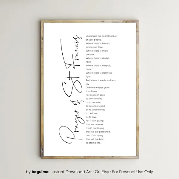 Prayer Of Saint Francis Christian Scripture Art Print