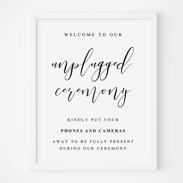 Unplugged Wedding Ceremony Sign, Wedding Decor