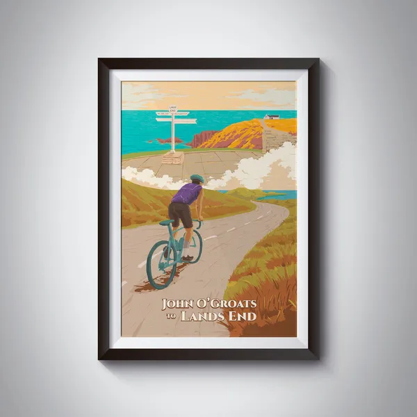 John O'Groats to Land's End Cycling Travel Poster