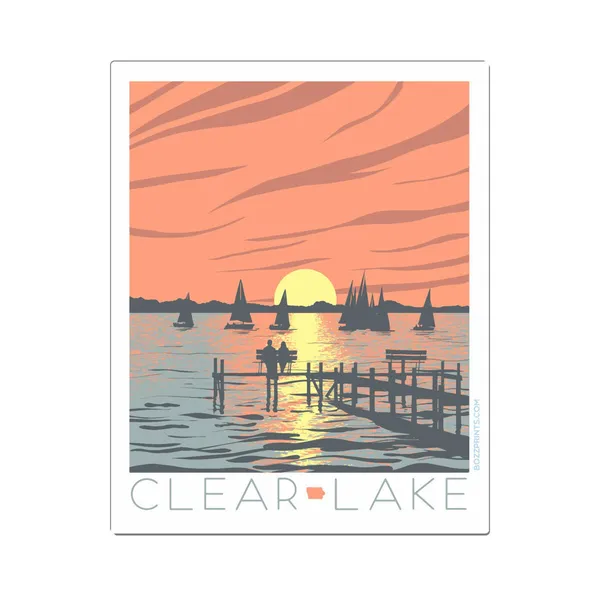 Clear Lake Sunset Art Print, Nature Landscape