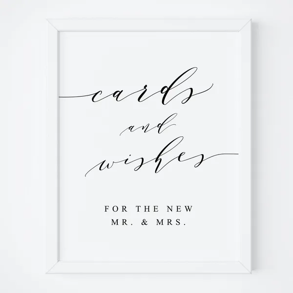 Wedding Cards and Well Wishes Sign, Reception Art Print