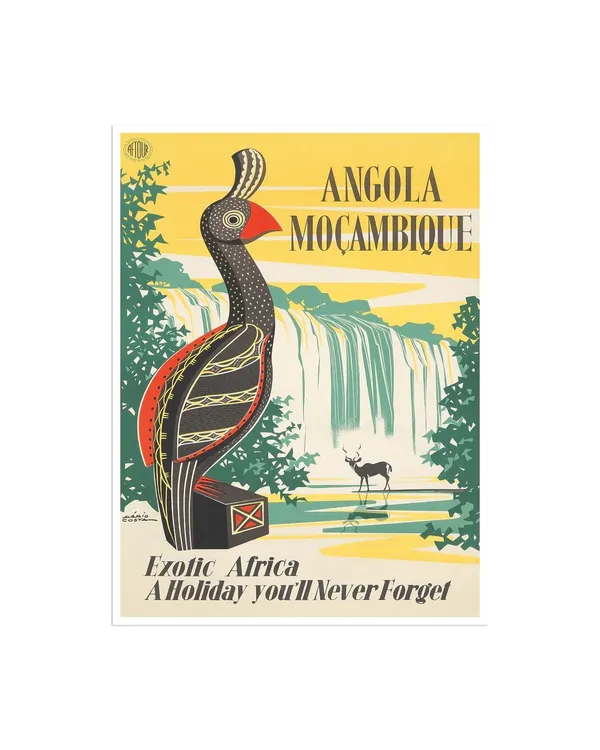 Angola Vintage Travel Poster, African Wall Art Print