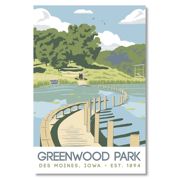 Greenwood Park Travel Poster, Local Park Postcard