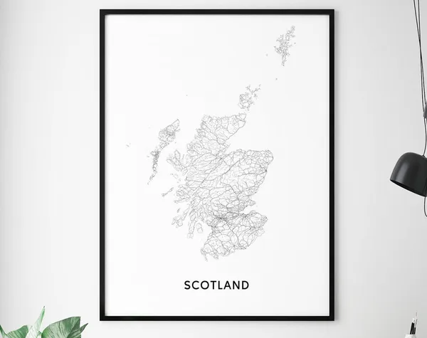 Scotland Map Print, UK Modern Minimalist Poster
