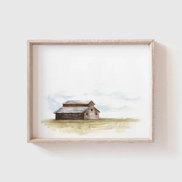 Barn No. 3 Watercolor Art Print, Modern Farmhouse