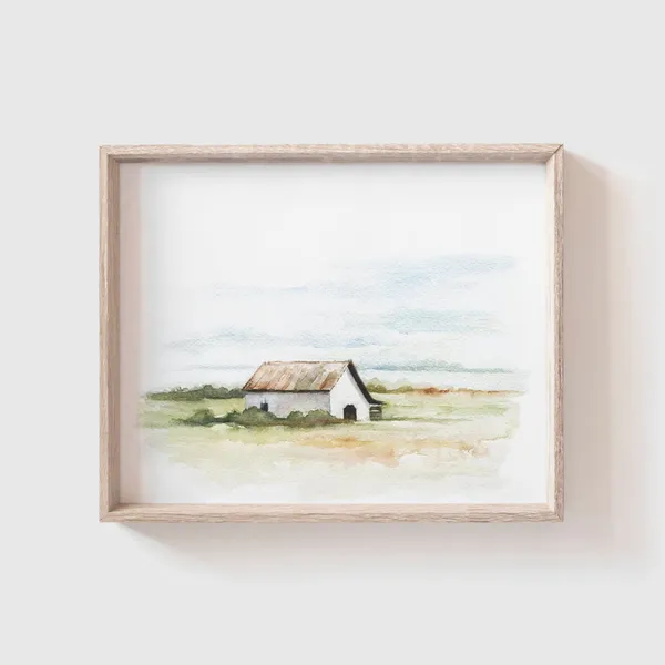 Barn No 4 Watercolor Barn Art Print, Farmhouse Decor