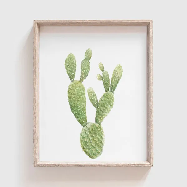 Bunny Ear Cactus Watercolor Art Print, Southwestern