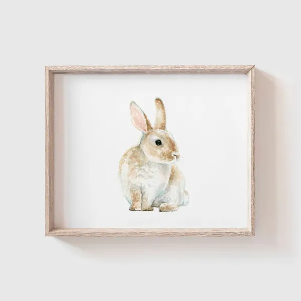Bunny No. 3 Art Print, Watercolor Baby Rabbit