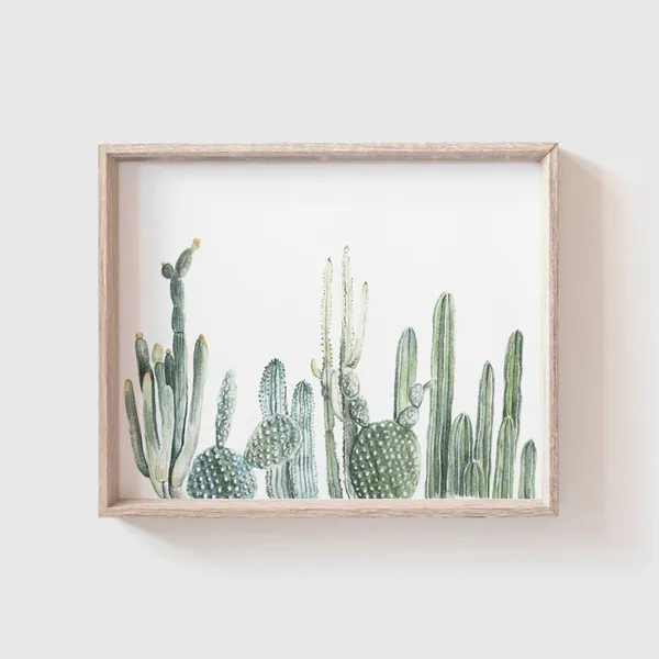 Cactus Row No 1, Southwestern Watercolor Art Print