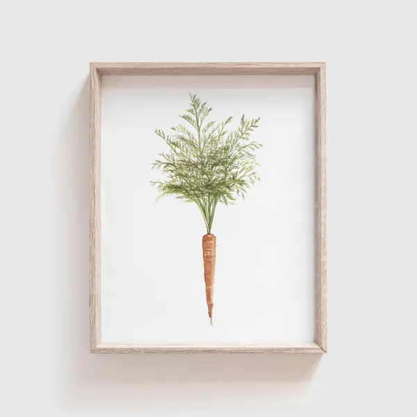 Carrot Watercolor Art Print, Kitchen Dining Decor