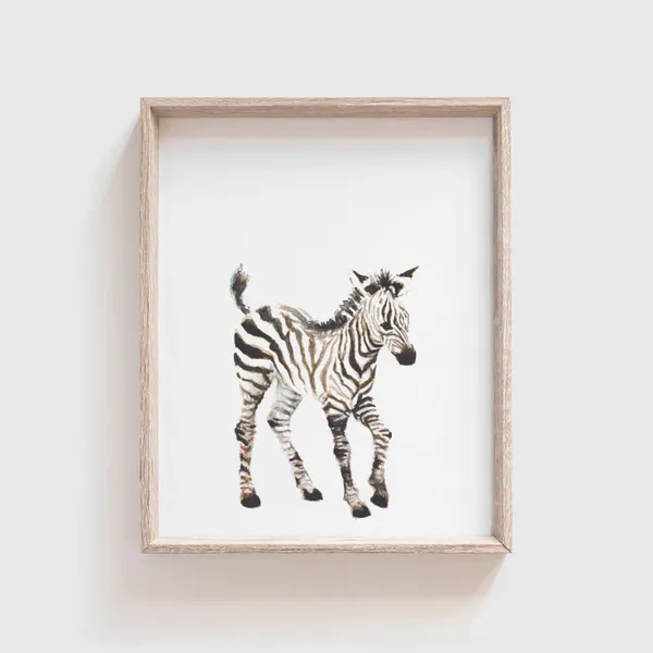 Zebra Animal Painting, Safari Baby Room Art Print