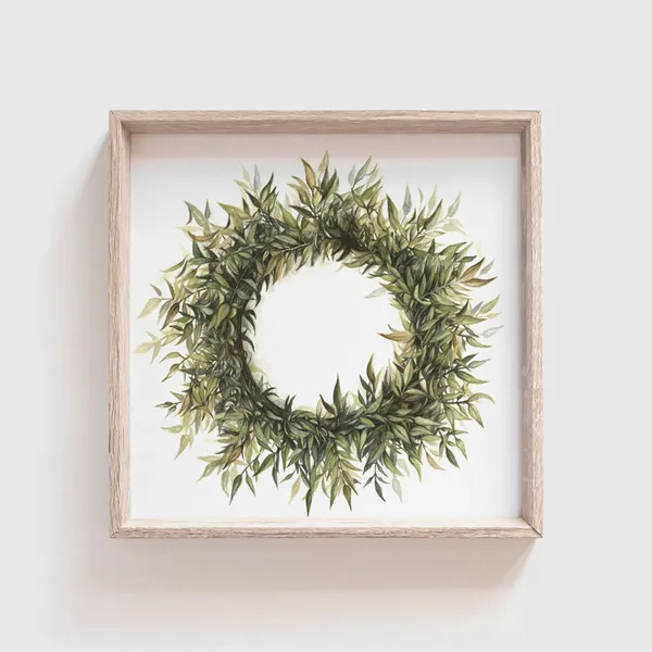 Wreath No 1 Watercolor Art Print, Botanical Decor