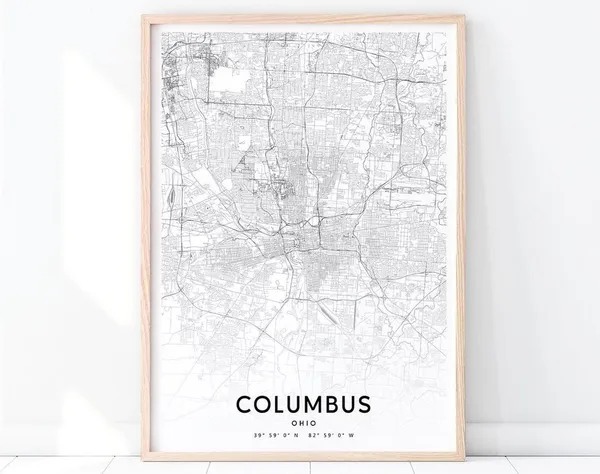 Columbus Map Print, Ohio Modern Minimalist Poster