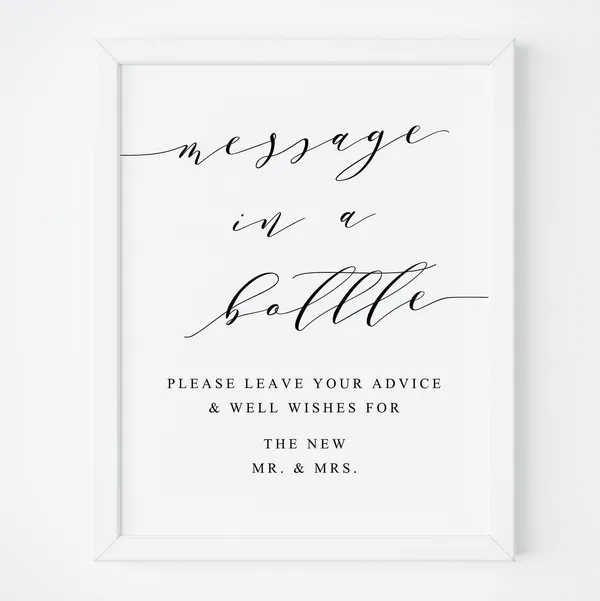 Message In A Bottle Wedding Sign Poster