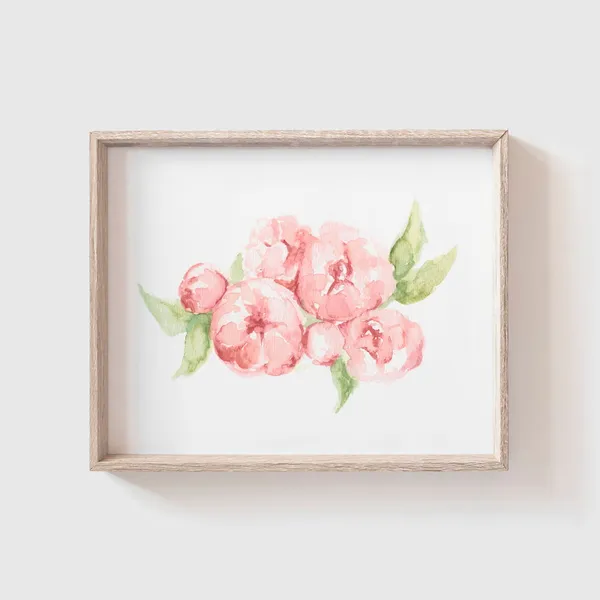 Peony Watercolor Art Print, Floral Home Decor
