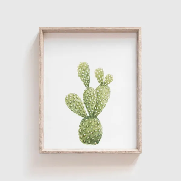 Prickly Pear Cactus Watercolor Art Print, Southwest