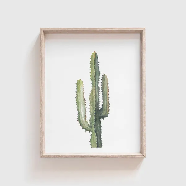 Spikey Cactus No. 1 Art Print, Southwestern Watercolor