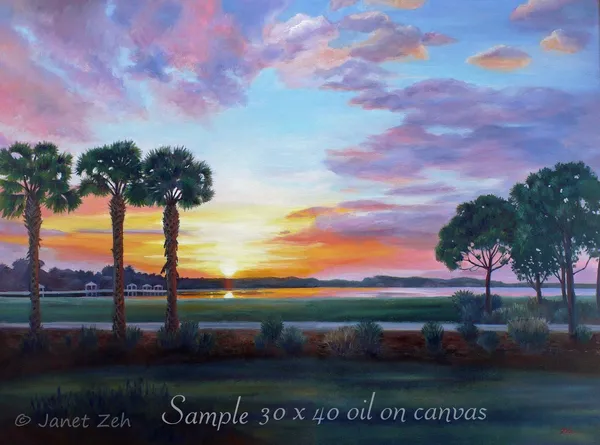 Custom Sunset Sunrise Seascape Art Print, Janet Zeh