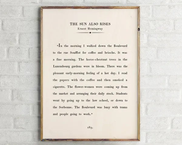 Ernest Hemingway Quote Print, The Sun Also Rises