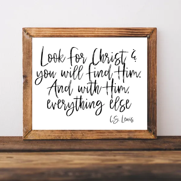 C.S. Lewis Quote, Christian Farmhouse Art Print