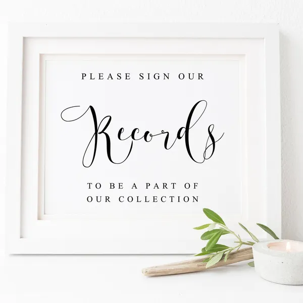Record Guest Book Wedding Guestbook Sign Print