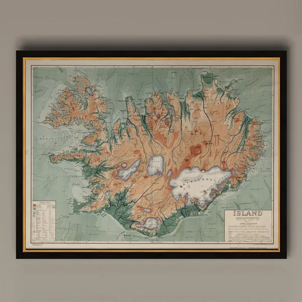 Map of Iceland 1928 Vintage Travel Poster