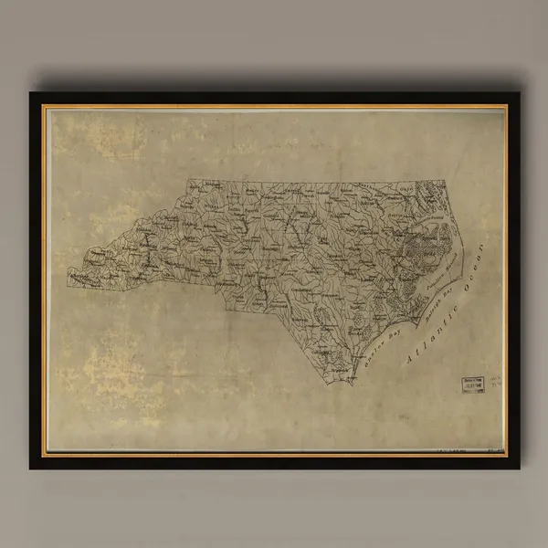 North Carolina 1893 Vintage Wall Map, Travel Poster