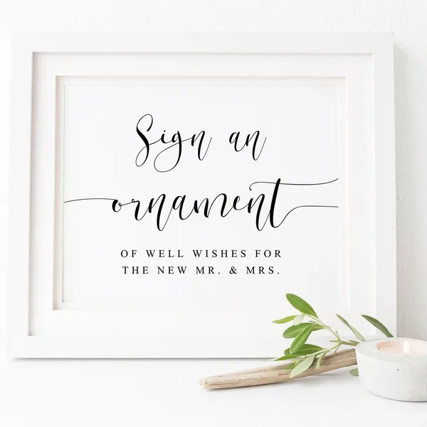 Ornament Guestbook Sign, Wedding Reception Poster Print