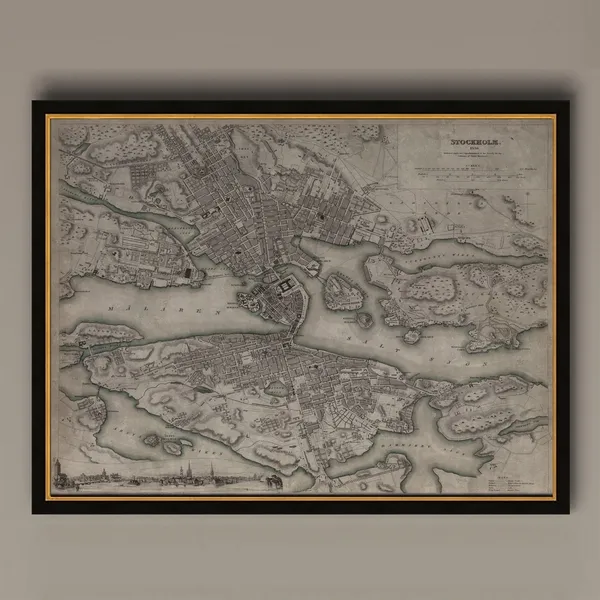 Stockholm Vintage Map, Travel Poster Art Print