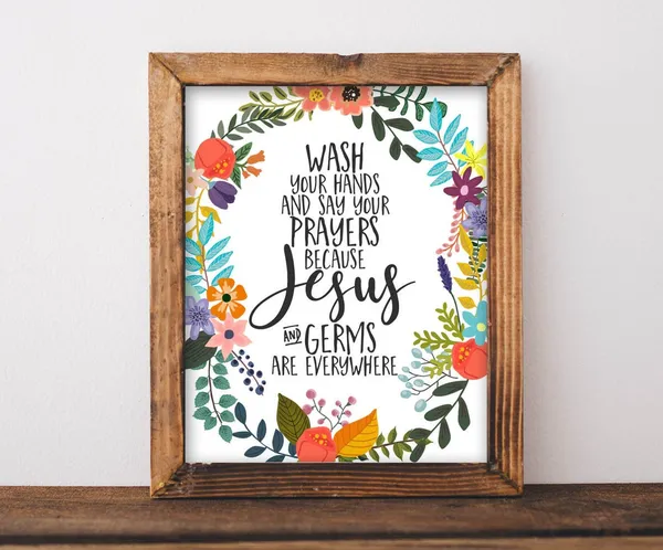 Wash Your Hands And Say Prayers Bathroom Sign, Farmhouse Decor