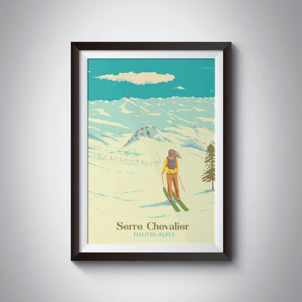 Serre Chevalier Vintage Ski Resort Travel Poster