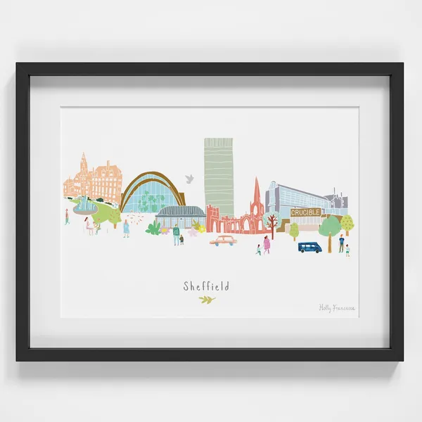 Sheffield Skyline Cityscape Landmarks Art Print