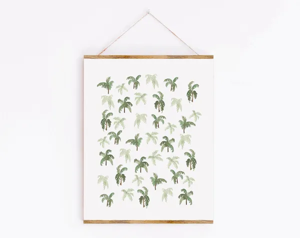 Watercolor Palm Trees Art Print, Tropical Botanical