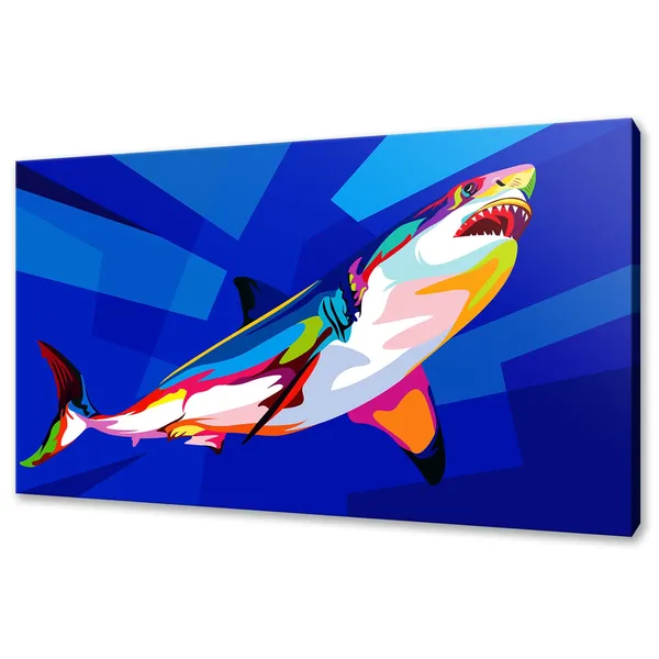 Shark Colourful Art Print, Sea Life Wall Decor