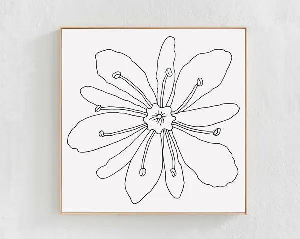 Botanical Floral Line Drawing, Minimalist Art Print