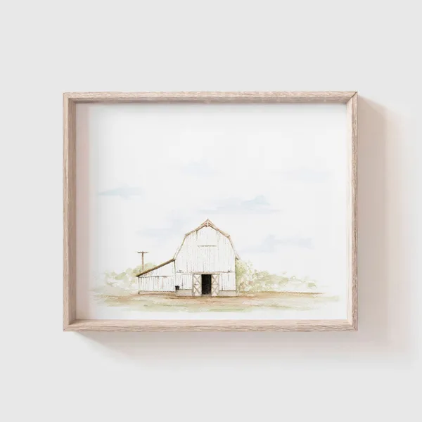 Barn No 7 Watercolor Barn Art Print, Farmhouse