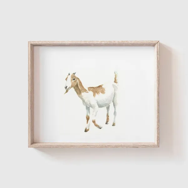 Goat Watercolor Baby Animal Art Print, Baby Room
