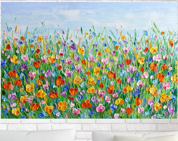 Wildflower Meadow Impressionist Landscape Art Print