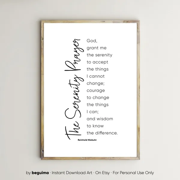 Serenity Prayer Christian Wall Art Print