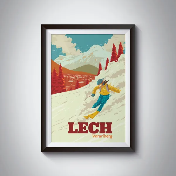 Lech Ski Resort Vintage Retro Travel Poster