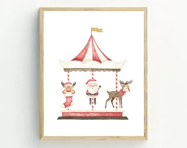 Christmas Reindeer Art Print, Holiday Decor