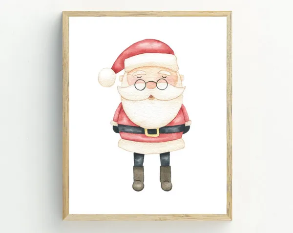 Santa Claus Art Print, Christmas Wall Art